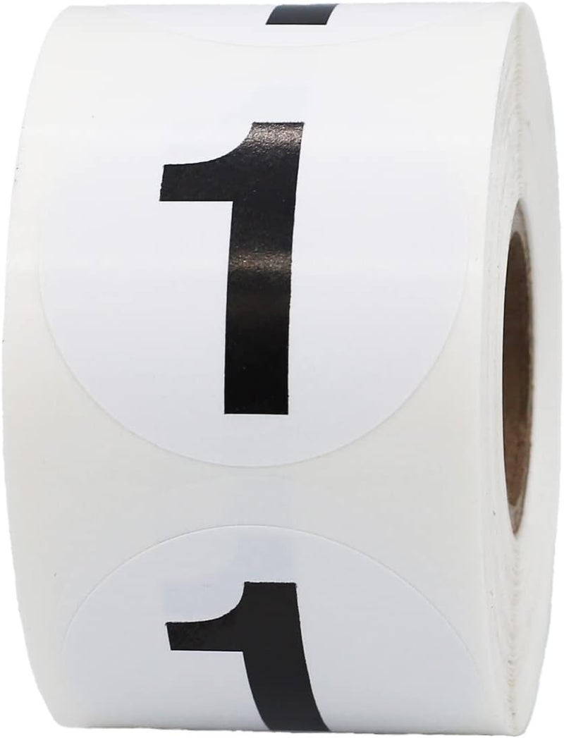 Black Number 1 Circle Stickers, 1.5 Inch Round Adhesive Labels, 500 Stickers Per Roll for Inventory, Organization, Bins, Retail, Classrooms, and More – Made in The USA